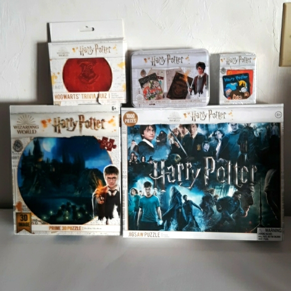 Harry Potter Puzzle, trivia game, 3d puzzle, cards lot of 5 NEW